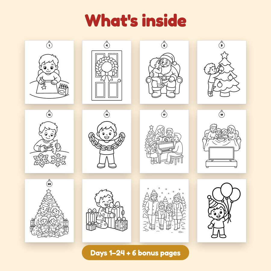 12 pages from the Christmas Countdown advent calendar