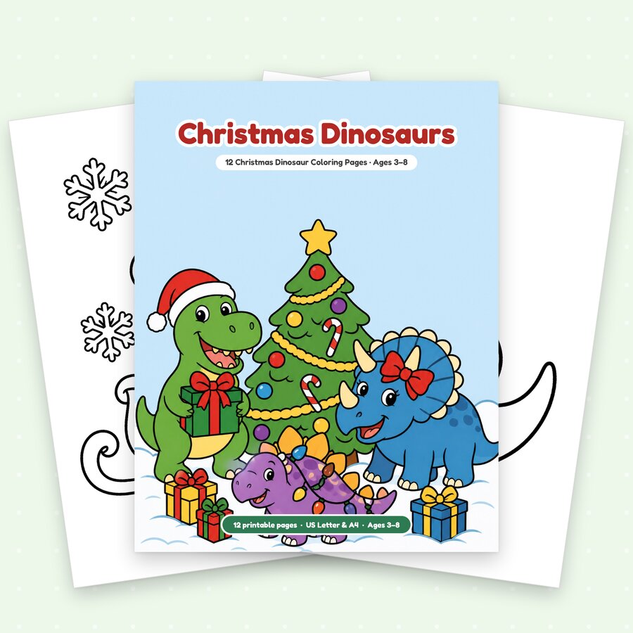 Christmas Dinosaurs coloring book cover