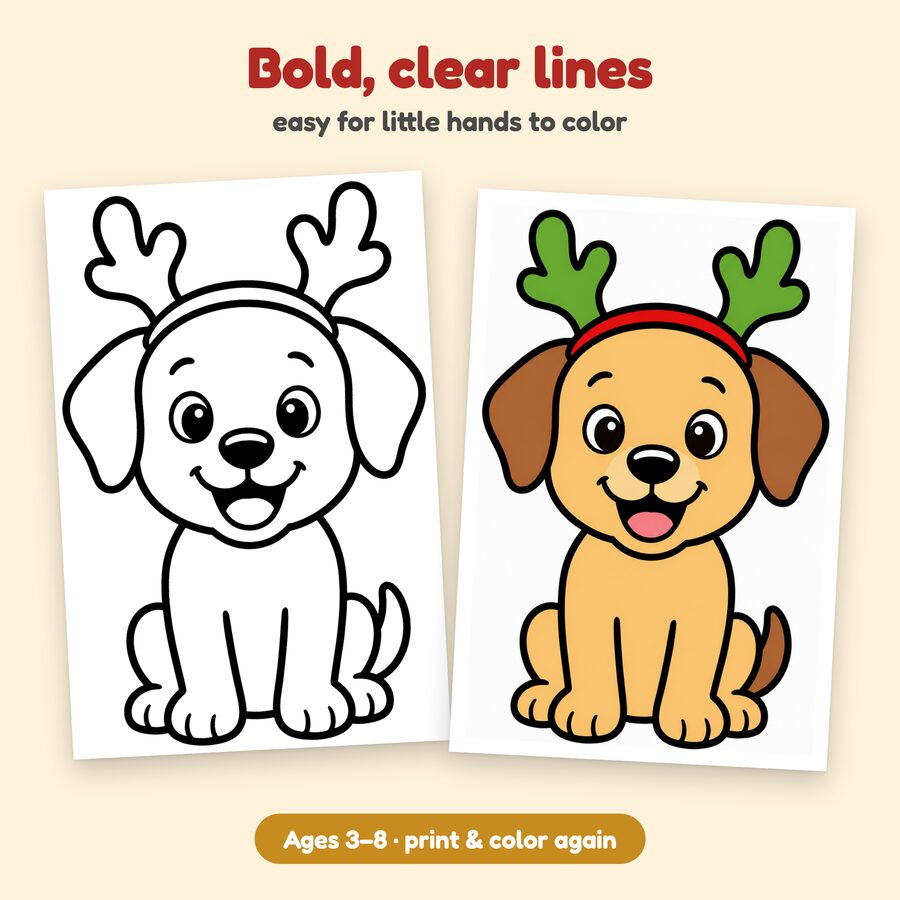 The same coloring page before and after coloring