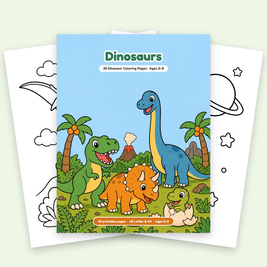 Dinosaurs coloring book cover